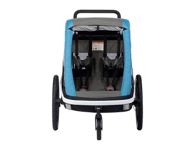 Hamax AVENIDA TWIN Fahrradanhänger für Kinder mit Federung, grau/blau