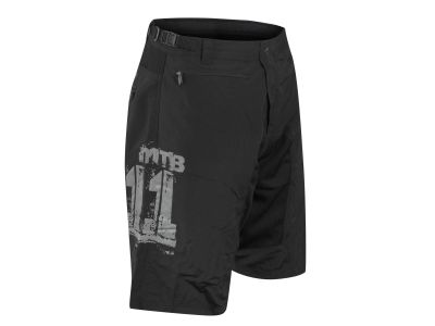 Pantaloni scurți FORCE MTB-11 cu bazon detașabil, negru