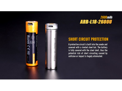 Baterie USB reîncărcabilă Fenix ​​​​18650 2600 mAh (Li-ion).