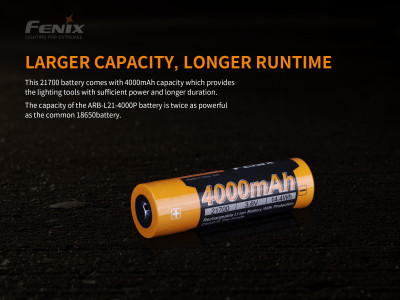 Fenix 21700 high-current battery, 4000 mAh, (Li-Ion)