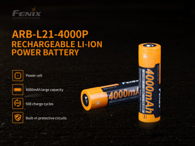 Fenix 21700 high-current battery, 4000 mAh, (Li-Ion)