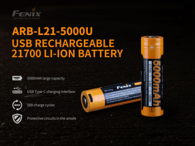 Fenix Li-ion 21700 USB-C nabíjateľná batéria, 5000 mAh