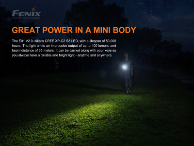 Fenix E01 V2.0 flashlight, 100 lm, blue