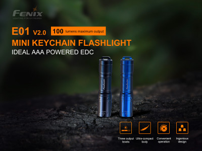 Fenix E01 V2.0 baterka, 100 lm, modrá