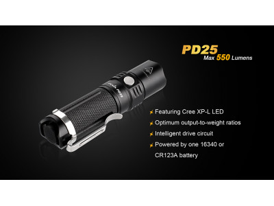 Lanterna LED Fenix ​​PD25 + baterie USB 700 mAh