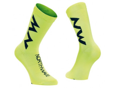 Northwave Extreme Air Mid férfi zokni Yellow Fluo/Black