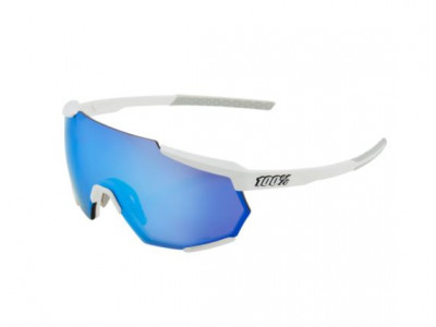 100% Racetrap Glasses Matte White / Hiper Blue Multilayer Mirror Lens
