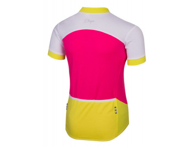 Koszulka rowerowa dziecięca Etape Peddy w kolorze różowo-lime żółtym