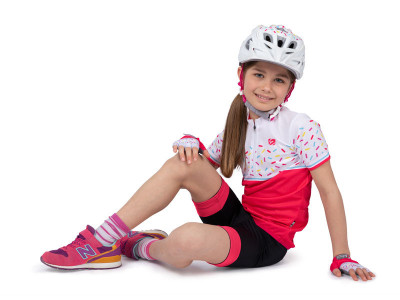 Koszulka rowerowa dziecięca Etape Rio w kolorze różowo-białym