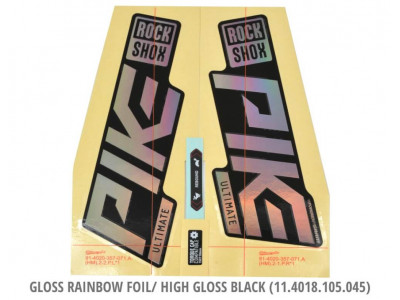 Rock Shox Decal für Pike Ultimate 27,5&amp;quot;/29&amp;quot; 2021 glänzende Regenbogenfolie/hochglänzendes Schwarz