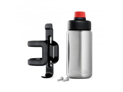 woom Glug stainless steel bottle with bottle cage, 0.5 l, silver