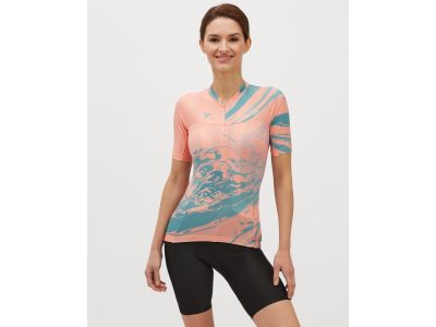 Damska koszulka rowerowa SILVINI Catirina, koralowo-zielona