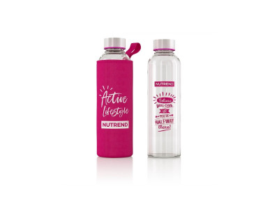 NUTREND GLASS BOTTLE, 500 ml - pink with packaging