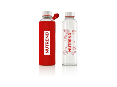 Nutrend GLASS BOTTLE, 800 ml - red with cover