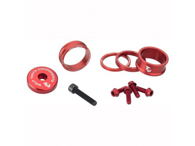Wolf Tooth anodized color kit under the stem, red