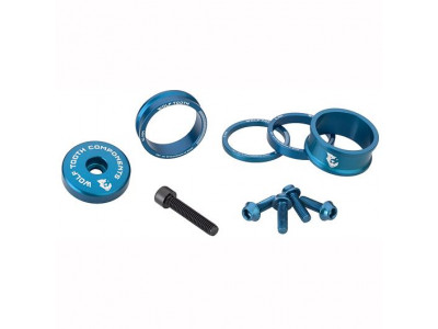 Wolf Tooth anodized color kit under the stem, blue