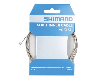 Shimano shift cable, Ø-1.2 x 2100 mm, stainless steel, with end cap
