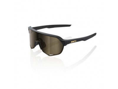 Okulary 100% S2, matowe czarne/miękkie złote lustrzane soczewki