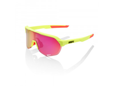 100% S2 okuliare Matte Washed Out Neon Yellow/Purple Multilayer Mirror Lens
