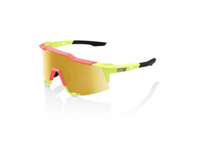 100% Speedcraft okuliare Matte Washed Out Neon Yellow/Flash Gold Mirror Lens
