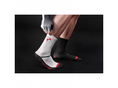 Pinarello LOGO Think Asymmetrische Socken, weiß/rot