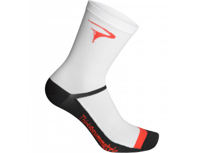 Pinarello LOGO Think Asymmetrische Socken, weiß/rot