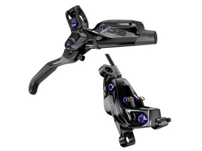 SRAM G2 Ultimate Carbon hydr. Vorderradbremse, 4-Kolben, Post Mount, Schlauch. 950 mm, mit Platten, schwarz/regenbogen