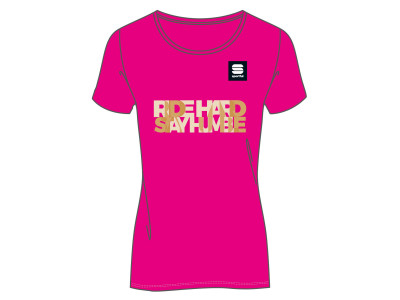 Damska koszulka Sportful Ride Hard Stay Humble w kolorze różowym
