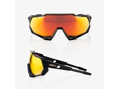 100% Speedtrap szemüveg Soft Tact fekete/hipervörös többrétegű tükörlencse