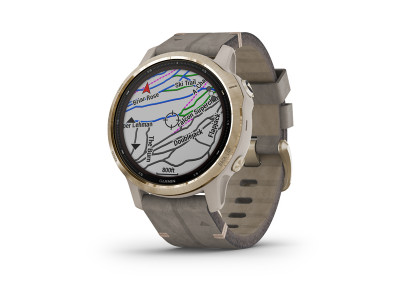 Zegarek Garmin fenix 6S Pro Solar w kolorze jasnozłotym, pasek Shale Suede