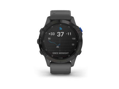 Zegarek Garmin fenix 6 Pro Solar w kolorze czarnym, pasek w kolorze łupkowo-szarym