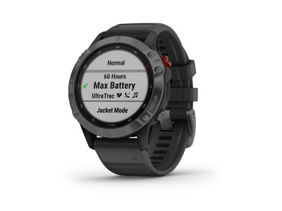 Zegarek Garmin fenix 6 Pro Solar w kolorze łupkowo-szarym, z czarnym paskiem
