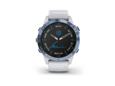 Zegarek Garmin fenix 6 Pro Solar w kolorze mineralnego błękitu, z paskiem Whitestone