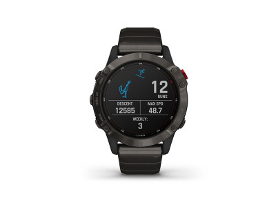Garmin fenix 6 Pro Solar watch Titanium Carbon Gray DLC, DLC Titanium Band