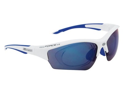 FORCE Ride Fahrradbrille weiß-blau + Clip