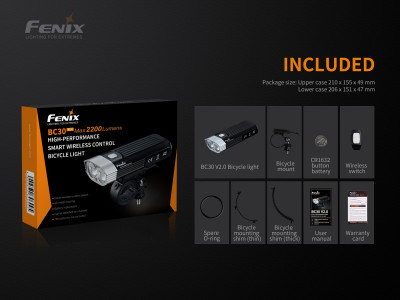 Fenix BC30 V2.0 wiederaufladbares Frontlich + USB-Lade-Set mit Batterien