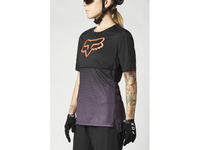 Damska koszulka rowerowa Fox W Flexair SS Jersey z krótkim rękawem, czarno-fioletowa