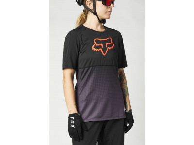 Damska koszulka rowerowa Fox W Flexair SS Jersey z krótkim rękawem, czarno-fioletowa