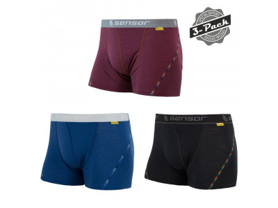 Sensor Merino Air 3-Pack boxer shorts, black/blue/purple