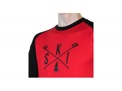Koszulka narciarska Sensor Merino Active Pt, czerwono-czarna