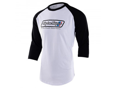 Tricou alb/negru pentru bărbați Troy Lee Designs Go Faster Raglan cu mânecă 3/4