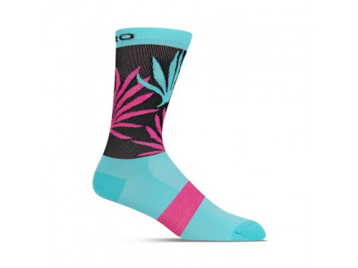 GIRO Comp High Rise ponožky Screaming Teal/Neon Pink Palms