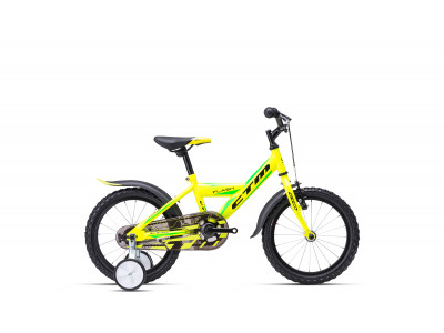 CTM FLASH 16 detský bicykel, žltá/zelená