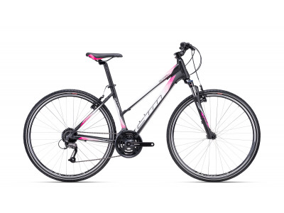 CTM BORA 1.0 28 női kerékpár, matt fekete/rózsaszín