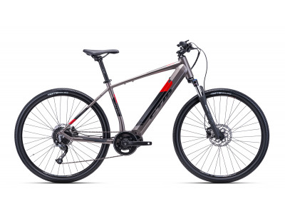 Bicicleta electrica CTM SENZE 28, gri bronz/rosu