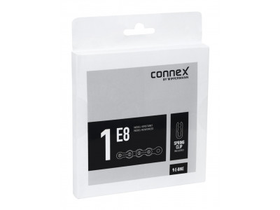 Connex 1E8 řetěz pro E-BIKE single speed, 124 článků, stříbrný