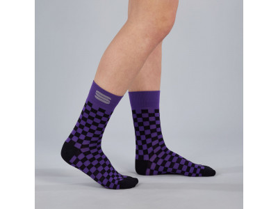 Sportful Checkmate dámske ponožky, fialová/čierna
