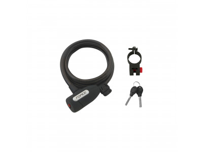 FORCE LUX spiral lock with holder 150cm / 10mm, black