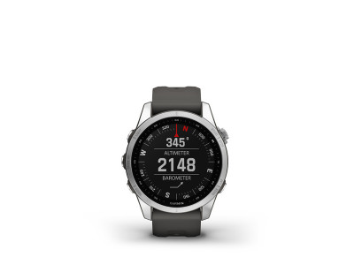 Zegarek GPS Garmin Fēnix 7S, srebrna stal nierdzewna, graphite pasek