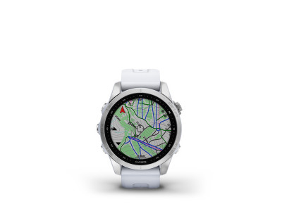Garmin Fēnix 7S GPS watch, Silver Stainless Steel, Whitestone Band